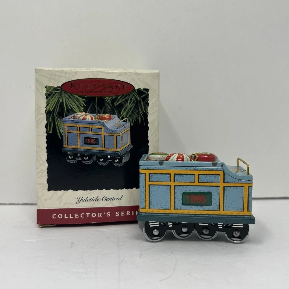 Hallmark Christmas Ornament Yuletide Central Train Engine Car 1990's Collectible